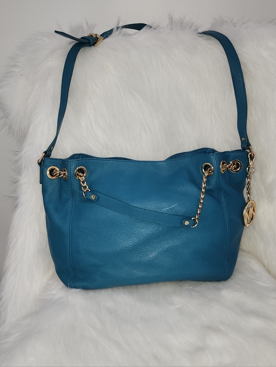 Michael Kors Handbags - Michael Kors Pebbled Leather, Teal Blue Handbag, Gold Hardware, Medium